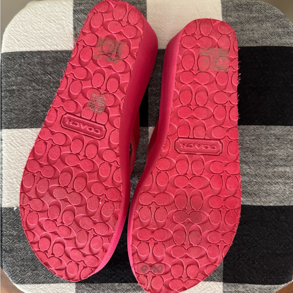 Coach Pink and White Striped Sandals - Picture 4 of 4